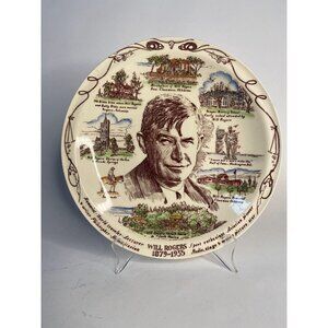 Will Rogers Commemorative Collectors Plate By Vernon Kilns 10" Ceramic